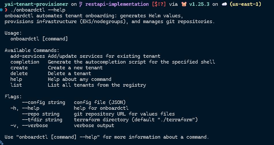 onboardctl CLI executing in terminal